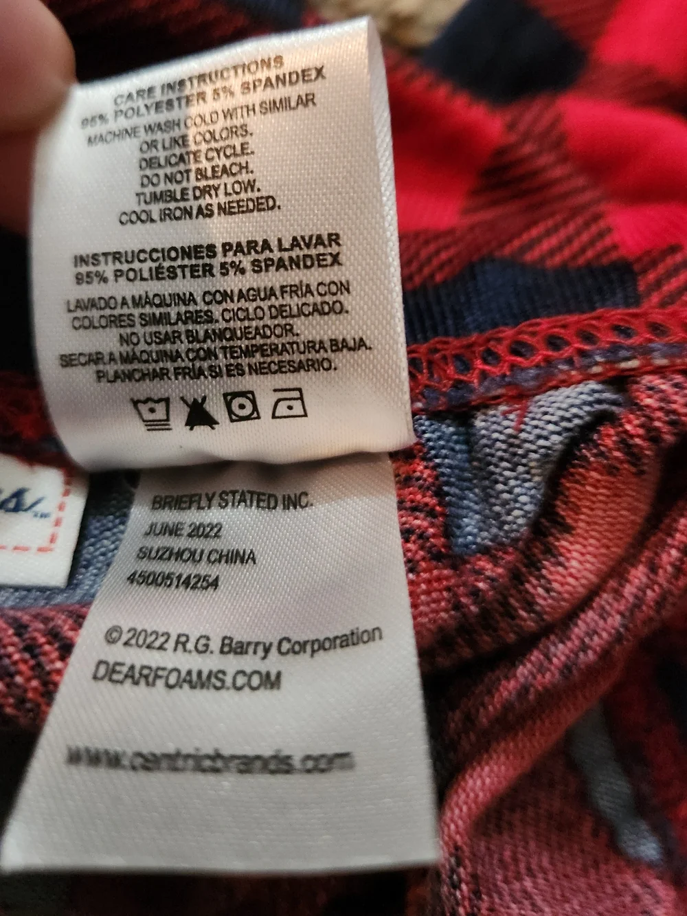 Kids 'Lil Bear' Red & BlackPlaid Pajama Set Size 10 For Boys